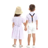 Brother and Sister Outfit Twins Boy Overalls Suit and Girl Dress with Hat