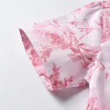 Brother and Sister Flower Pattern Outfit Twins Boy Pink Shorts Set and Girl Dress