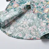 Brother and Sister Flower Pattern Outfit Twins Boy Shirts Suspender Shorts and Girl Dress