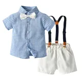 Brother and Sister Outfit Twins Baby Boy Bib Shorts and Girl Dress