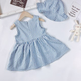 Brother and Sister Outfit with Girl Blue Striped Dress and Boy Striped Set
