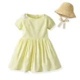 Brother and Sister Outfit Twins Boy Overalls Suit and Girl Dress with Hat