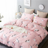Kids Bedding Pink Unicorn Star Pattern Printed Quilt Cover With Pillowcases