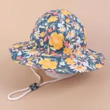 Kids Anti-UV Daisy Flower Pattern Outdoor Beach Fisherman Hat