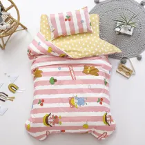 3PCS Bedding Cute Cartoon Girl Welcome Slogan Pattern Printed Set For Toddler