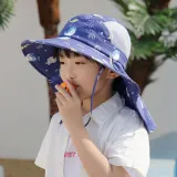 Kids Anti-UV Cartoon Shark Wide Brim Breathable Outdoor Beach Sunhat