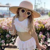Kids Fashion Pearl Sunflower Anti-UV Gradient Protection Sunglasses