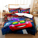 Boy 3PCS Bedding Cartoon Racing Cars Road Pattern Printed Quilt Cover With Pillowcases