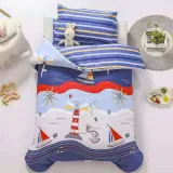 3PCS Bedding Cute Cartoon Graffiti Castle Sailboat House Pattern Set For Toddler