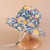 Kids Anti-UV Daisy Flower Pattern Outdoor Beach Fisherman Hat