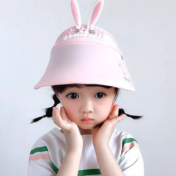 Kids Anti-UV Cartoon Rabbit Adjustable Empty Top Sunhat