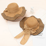 Mommy and Me Anti-UV Lace Wide Brim Outdoor Beach Straw Sunhat