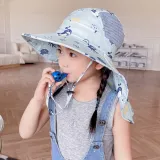 Kids Anti-UV Cartoon Shark Wide Brim Breathable Outdoor Beach Sunhat