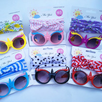 Kids Fashion Unicorn Shape Protection Sunglasses with Silk Scarf