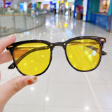 Kids Fashion Metal Frame Gradient Anti-UV Protection Oval Sunglasses