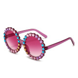 Kids Fashion Colored Diamonds Sunflower Anti-UV Protection Sunglasses
