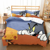 Kids Bedding Cartoon Cat Mouse Themes Duvet Quilt Cover Set