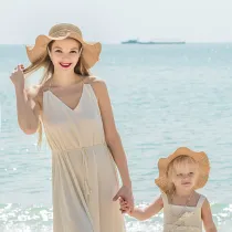 Mommy and Me Anti-UV Wide Brim Outdoor Beach Straw Sunhat