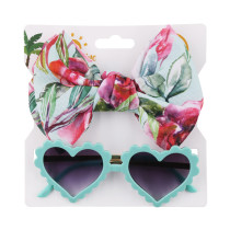 Kids Fashion Heart Shape Protection Sunglasses with Silk Scarf