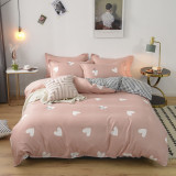 4PCS Cover Set Heart Pattern Printed Bedding For Girls
