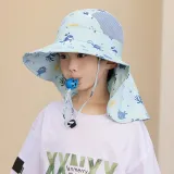 Kids Anti-UV Cartoon Shark Wide Brim Breathable Outdoor Beach Sunhat