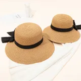 Mommy and Me Anti-UV Lace Wide Brim Outdoor Beach Straw Sunhat