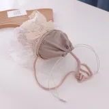 Kids Lace Bow Wide Brim Straw Beach Sunhat With Bucket Bag Set