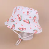 Kids Anti-UV White Cartoon Pattern Outdoor Beach Fisherman Hat