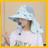 Kids Anti-UV Cartoon Shark Wide Brim Breathable Outdoor Beach Sunhat