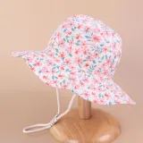 Kids Anti-UV Daisy Flower Pattern Outdoor Beach Fisherman Hat
