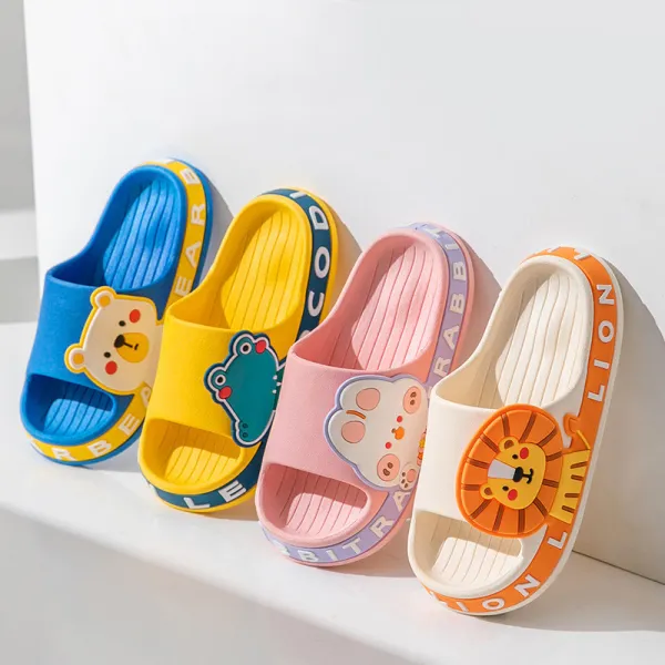 Toddlers Kids Cartoon Lion Bear Crocodile Flat Beach Summer Slippers