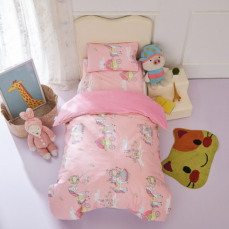 3PCS Bedding Cartoon Rainbow Unicorn Pattern Printed Set For Toddler