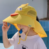 Kids Cartoon Dinosaur UV Protection Shawl Wide Brim Sun Hat