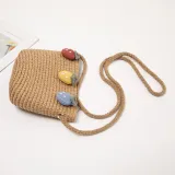 Kids Cartoon Wide Brim Straw Beach Sunhat With Bag Set