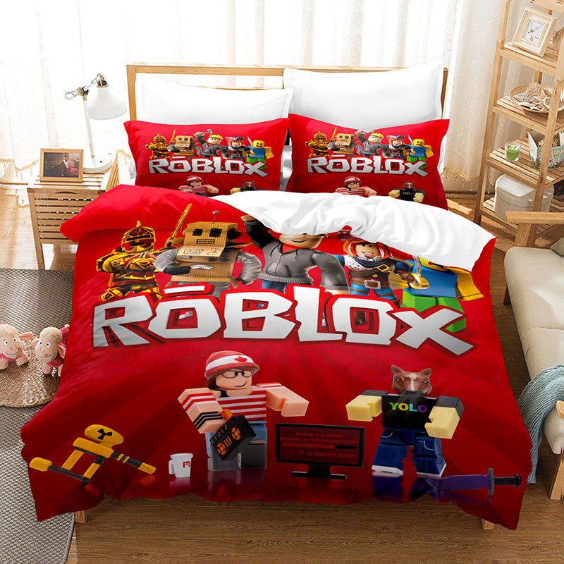 Kids Cartoon Roblox Slogan Minecraft Pattern Printed Bedding Quilt ...