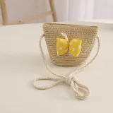 Kids Anti-UV Cute Wide Brim Lace Bow Outdoor Beach Sunhat with Bucket Bag Set