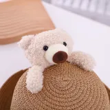 Kids Cute Bear Anti-UV Outdoor Beach Straw Sunhat with Bag Set