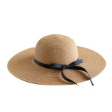 Mommy and Me Bow Tie Wide Brim Outdoor Straw Hat