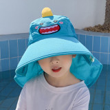 Kids Cartoon Dinosaur UV Protection Shawl Wide Brim Sun Hat