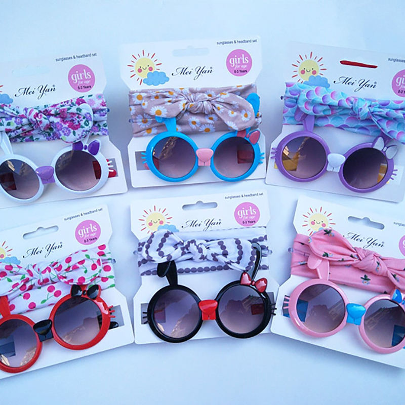 Kids Fashion Rabbit Shape Protection Sunglasses with Silk Scarf