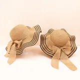 Mommy and Me Anti-UV Lace Wide Brim Outdoor Beach Straw Sunhat