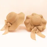 Mommy and Me Anti-UV Lace Wide Brim Outdoor Beach Straw Sunhat
