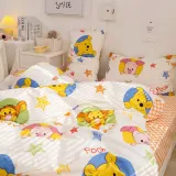 Kids 4PCS Bedding Cartoon Bear Theme Pattern Duvet Quilt Cover Set