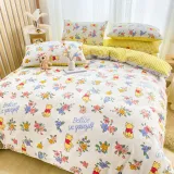 Kids 4PCS Bedding Cartoon Bear Theme Pattern Duvet Quilt Cover Set