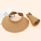 Mommy and Me Anti-UV Empty Top Wide Brim Outdoor Beach Straw Sunhat