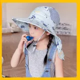 Kids Anti-UV Cartoon Shark Wide Brim Breathable Outdoor Beach Sunhat