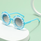 Kids Fashion Pearl Sunflower Anti-UV Gradient Protection Sunglasses
