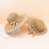 Mommy and Me Anti-UV Lace Wide Brim Outdoor Beach Straw Sunhat
