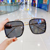 Kids Fashion Metal Frame Gradient Anti-UV Protection Square Sunglasses