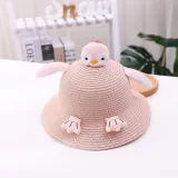 Kids Cartoon Penguin Anti-UV Wide Brim Outdoor Beach Sunhat with Bag Set